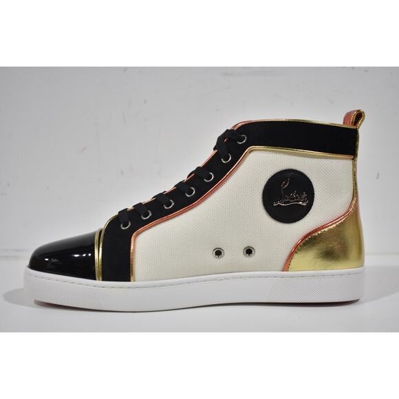 Christian Louboutin Mens Louis SB22 Flat Black White High Top Sneaker 42.5 9.5 - Picture 5 of 8